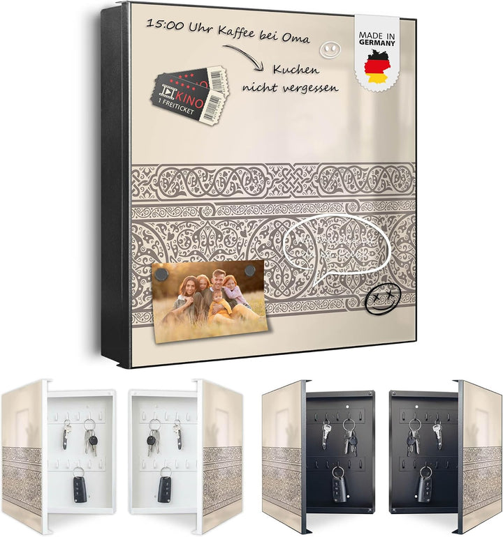 banjado Grosser Schlüsselkasten Metall - Schlüsselbox 30x30cm beschreibbarer mit 32 Haken - Schlüsse