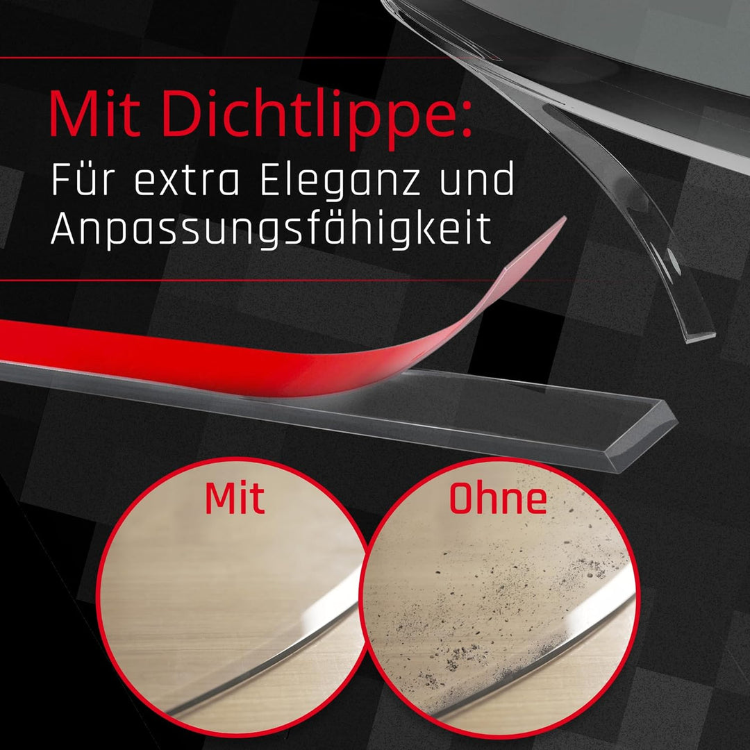 BIJON Glasplatte Rechteck für Kaminofen mit Dichtlippe, Glasbodenplatte - Funkenschutzplatte Glas mi