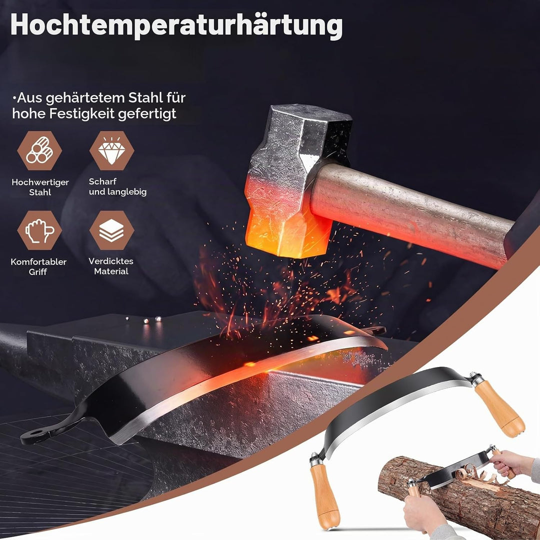 250 mm Zugmesser für Holz, Baumschäler mit komfortabler Holzgriff, Wolframstahl, Schindelmesser, Zus