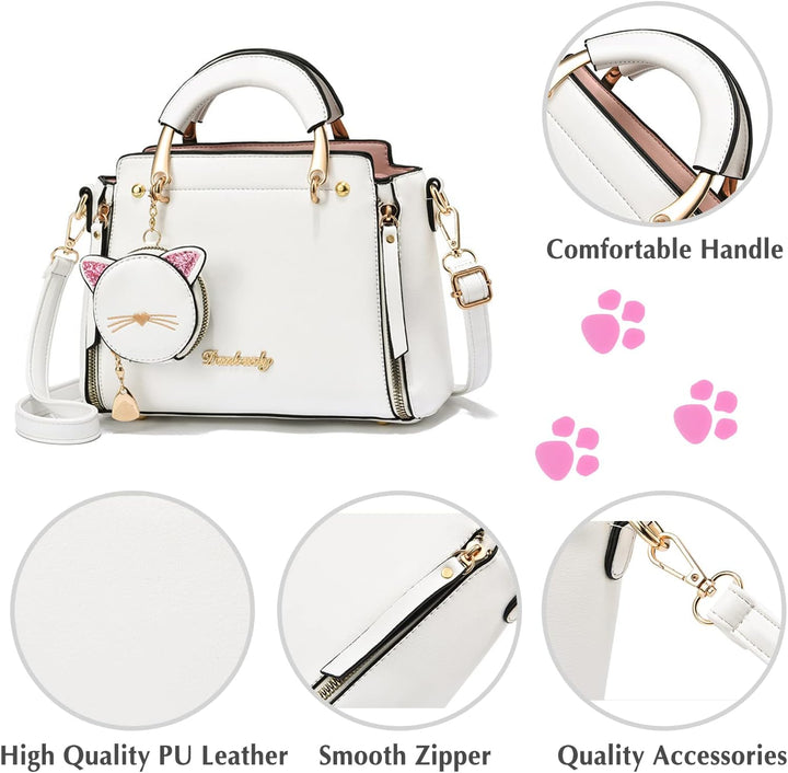 PORRASSO Damen Handtasche Süsse Umhängetasche Henkeltaschen Frauen Wasserdicht PU Leder Schultertasc