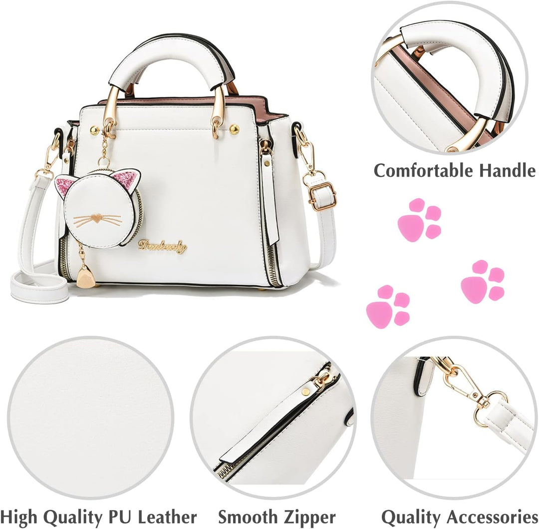 PORRASSO Damen Handtasche Süsse Umhängetasche Henkeltaschen Frauen Wasserdicht PU Leder Schultertasc