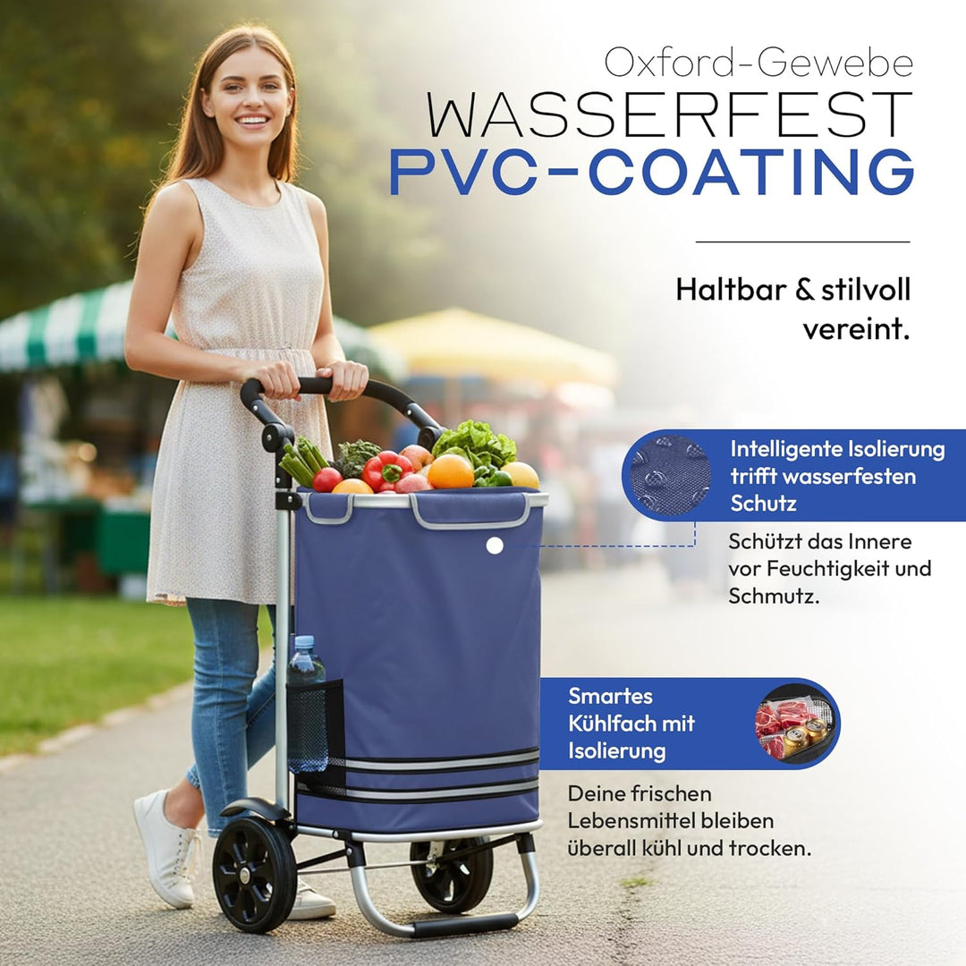 Dimono® Einkaufstrolley Klappbarer 3 in1 Trolley zum Einkaufen; 56 Liter inkl. Kühlfach; Transportwa