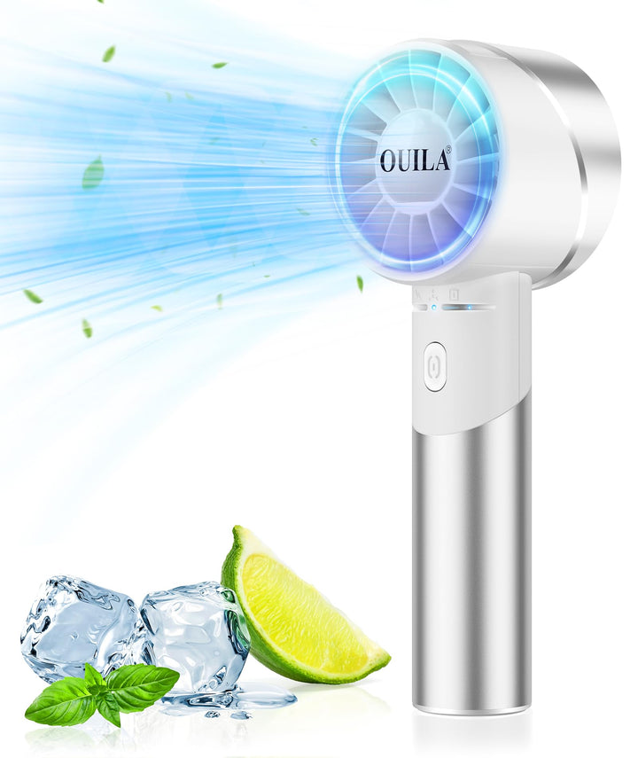 OUILA Handventilator, 2600mAh Mini Ventilator aus Metallwerkstoff USB Aufladbar Tragbarer Akku Venti