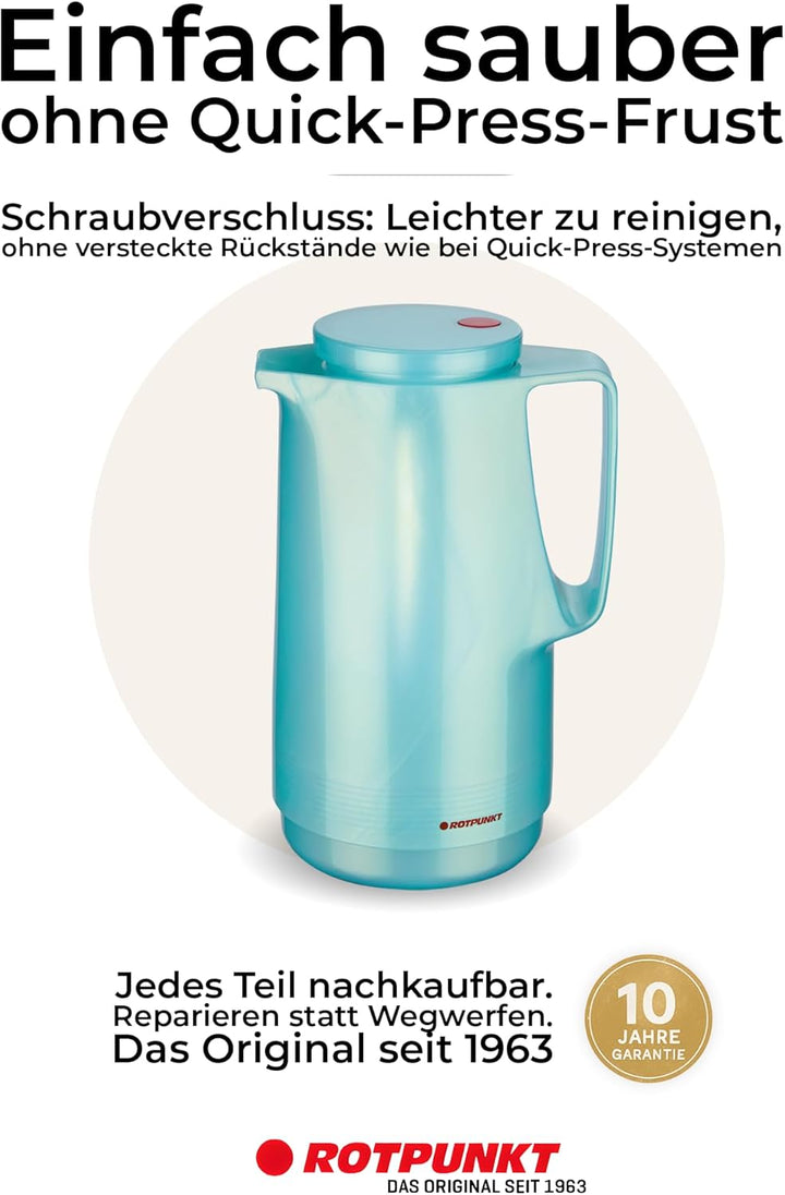 ROTPUNKT Isolierkanne 760 Maxima 1,0 l | Zweifunktions-Drehverschluss | BPA-frei - gesundes Trinken
