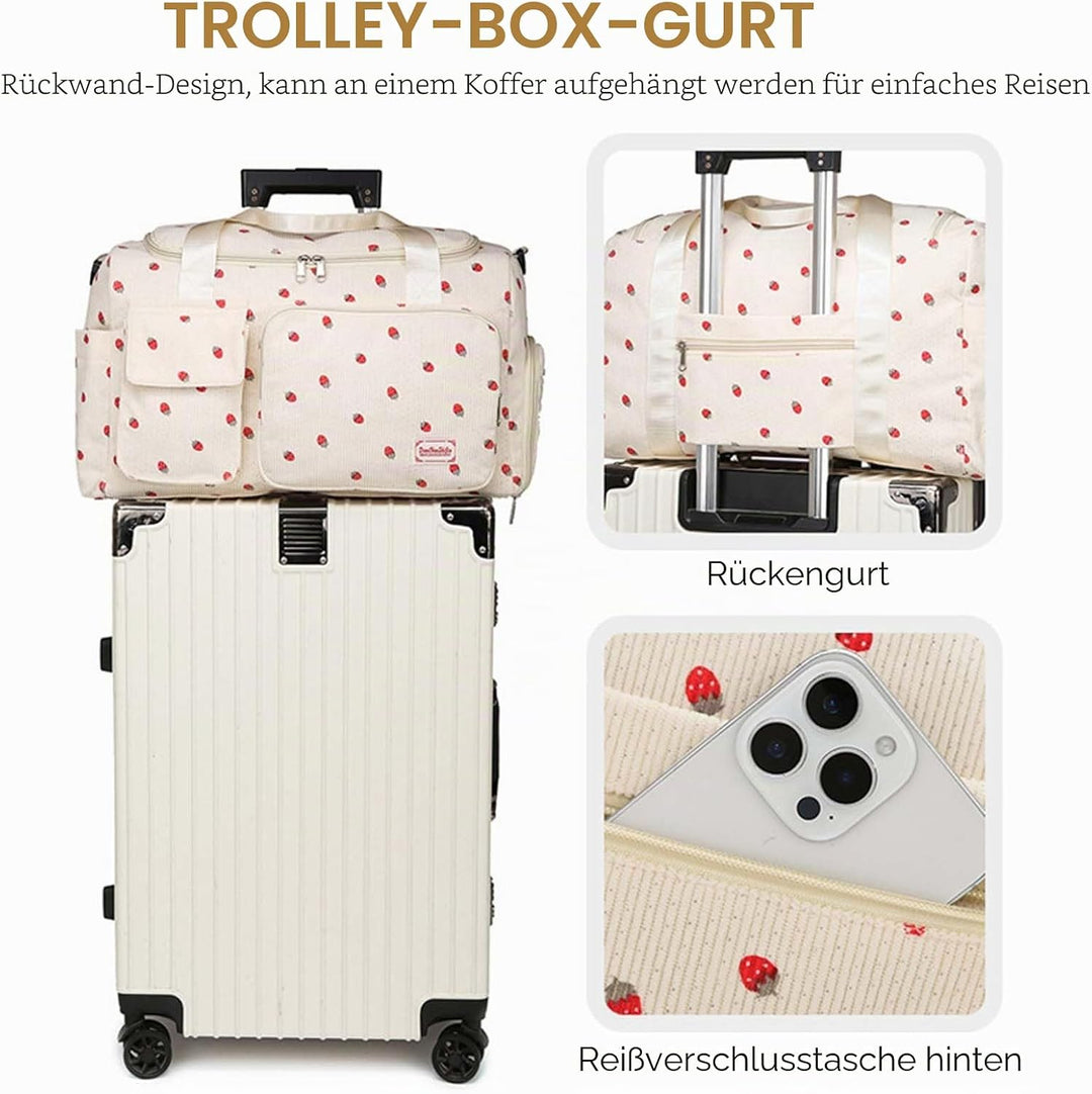 Sporttasche für Damen, Faltbare Reisetasche, Handgepäck, Fitnesstasche, Wochenendtasche mit Schuhfac