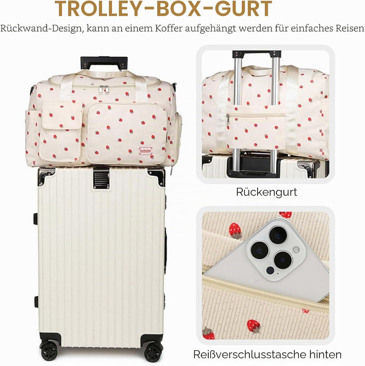 Sporttasche für Damen, Faltbare Reisetasche, Handgepäck, Fitnesstasche, Wochenendtasche mit Schuhfac