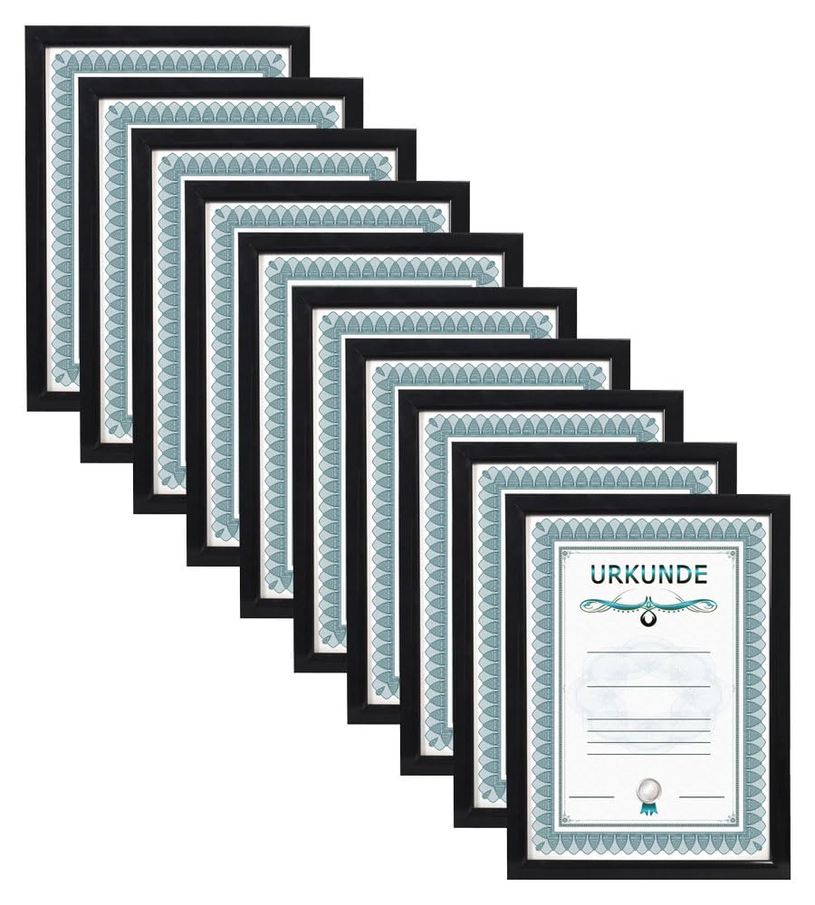 IDEAL TREND 2er 3er 5er 10er Pack Dokument Bilderrahmen 21x29,7 DIN A4 Urkunde Foto Rahmen: Farbe: 1