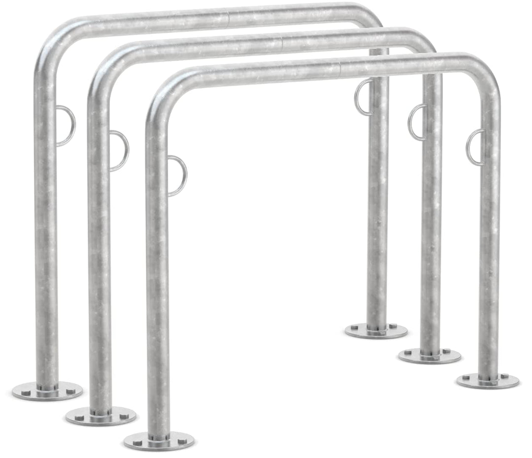 Fahrradanlehnsystem Trust 21 | 3er Pack | zum Aufdübeln | 1000mm | mit Ringösen | Fahrradständer für