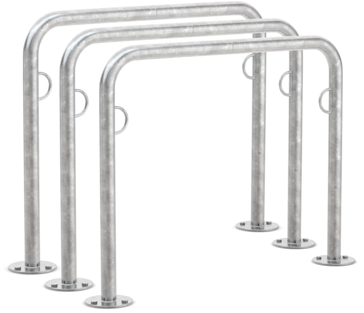 Fahrradanlehnsystem Trust 21 | 3er Pack | zum Aufdübeln | 1000mm | mit Ringösen | Fahrradständer für