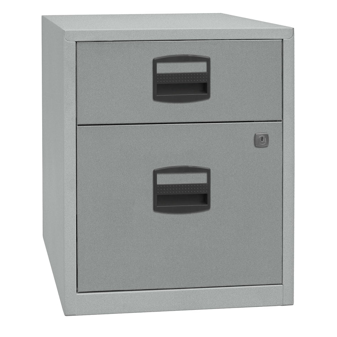 Bisley Home mobiler Beistellschrank PFA, 1 Universalschublade, 1 HR-Schublade, Metall, 355 Silber, 4