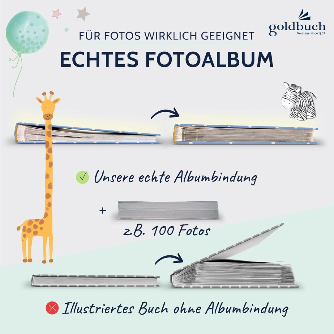 goldbuch 15 403 Babyalbum Balloon Party, Babybuch 30 x 31 x 4 cm, Fotoalbum mit 58 weissen Blankosei