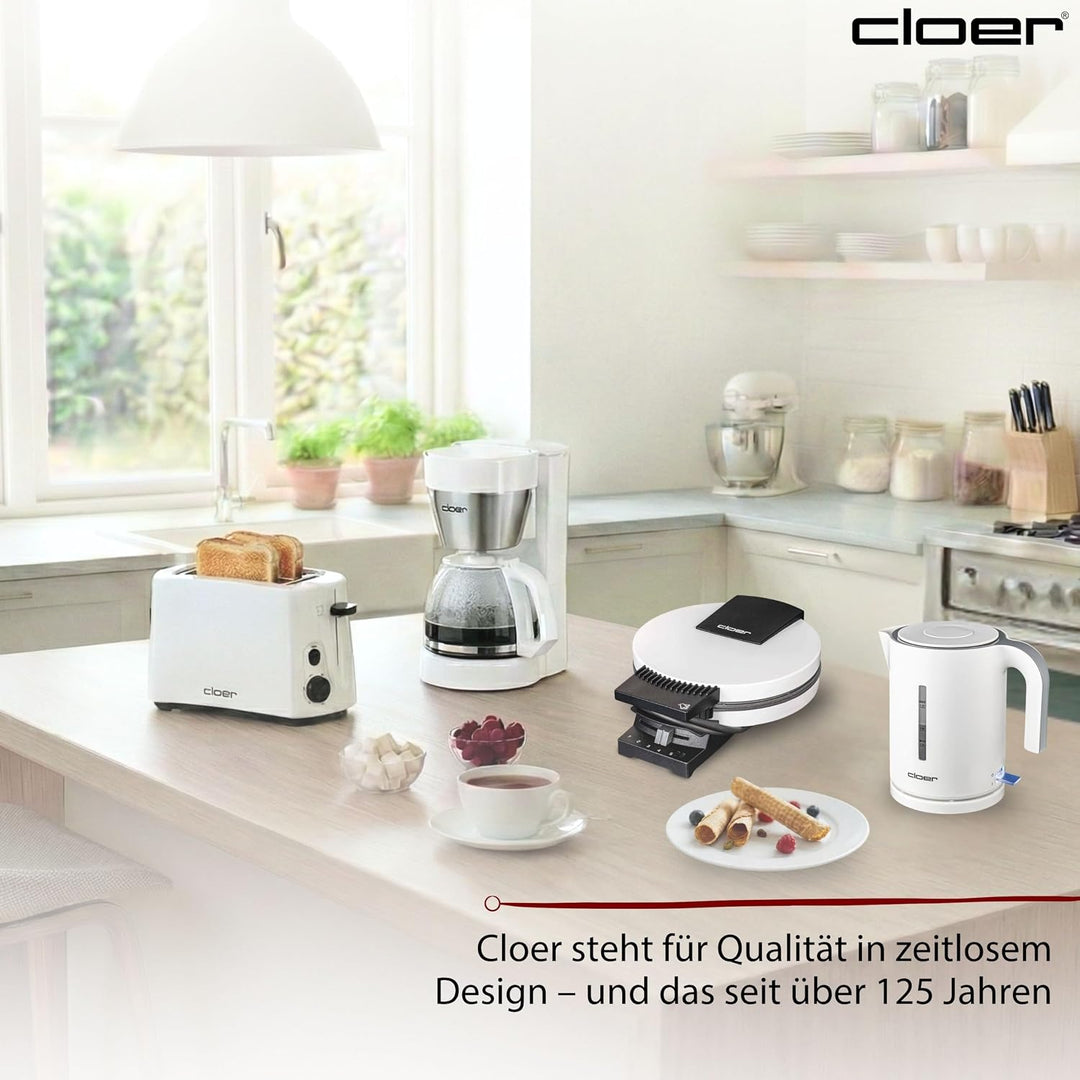 Cloer 281 Hörncheneisen für hauchdünne, knusprige Hörnchen, 800 W, Backfläche 15 cm Durchmesser, sch