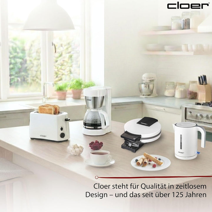Cloer 281 Hörncheneisen für hauchdünne, knusprige Hörnchen, 800 W, Backfläche 15 cm Durchmesser, sch