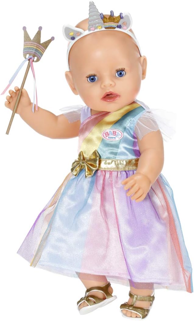 BABY born Fantasy Deluxe Prinzessin, buntes Prinzessin-Kostüm in Regenbogenfarben für 43 cm Puppen,