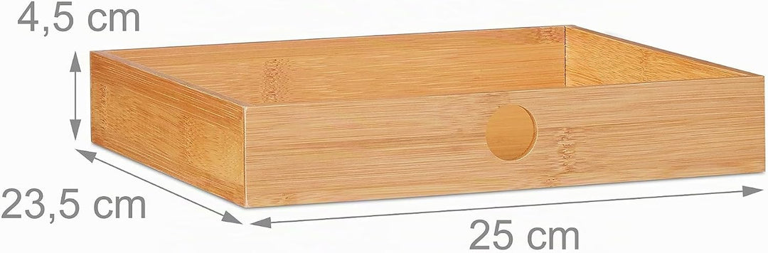 Relaxdays Monitorständer, aus Bambus, Bildschirmerhöhung mit 2 Schubladen &amp; Ablagen, Schreibtisch, H