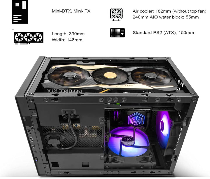 Silverstone SST-SG15S - Sugo Mini-ITX kompaktes Cube Gehäuse, Modularer Aufbau mit 4 abnehmbaren Rän