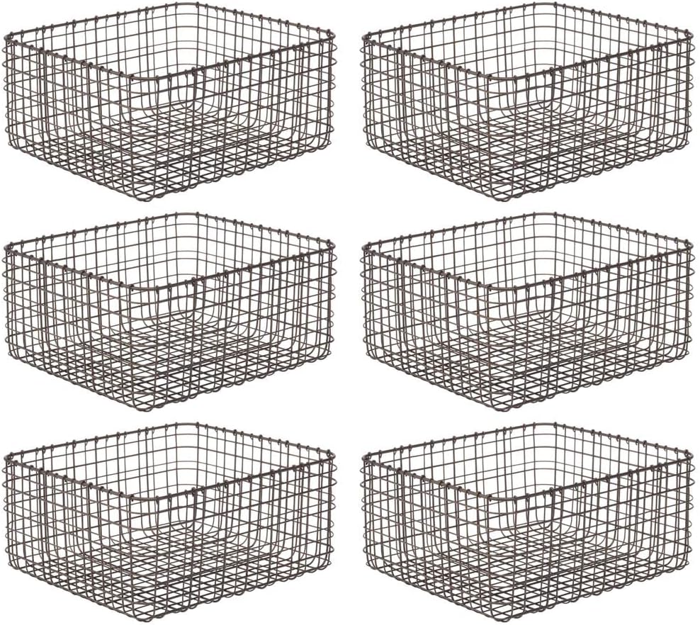 mDesign 6er-Set Allzweckkorb aus Metall – Aufbewahrungskorb für Küche, Vorratskammer etc. – kompakte