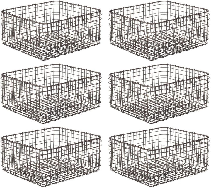 mDesign 6er-Set Allzweckkorb aus Metall – Aufbewahrungskorb für Küche, Vorratskammer etc. – kompakte