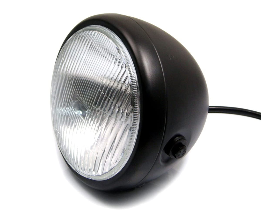 Motorrad Universal 6 3/10,2 cm 17,1 cm matt schwarz Stahl 12 V 55 W H4 SCHEINWERFER für Cafe Racer P