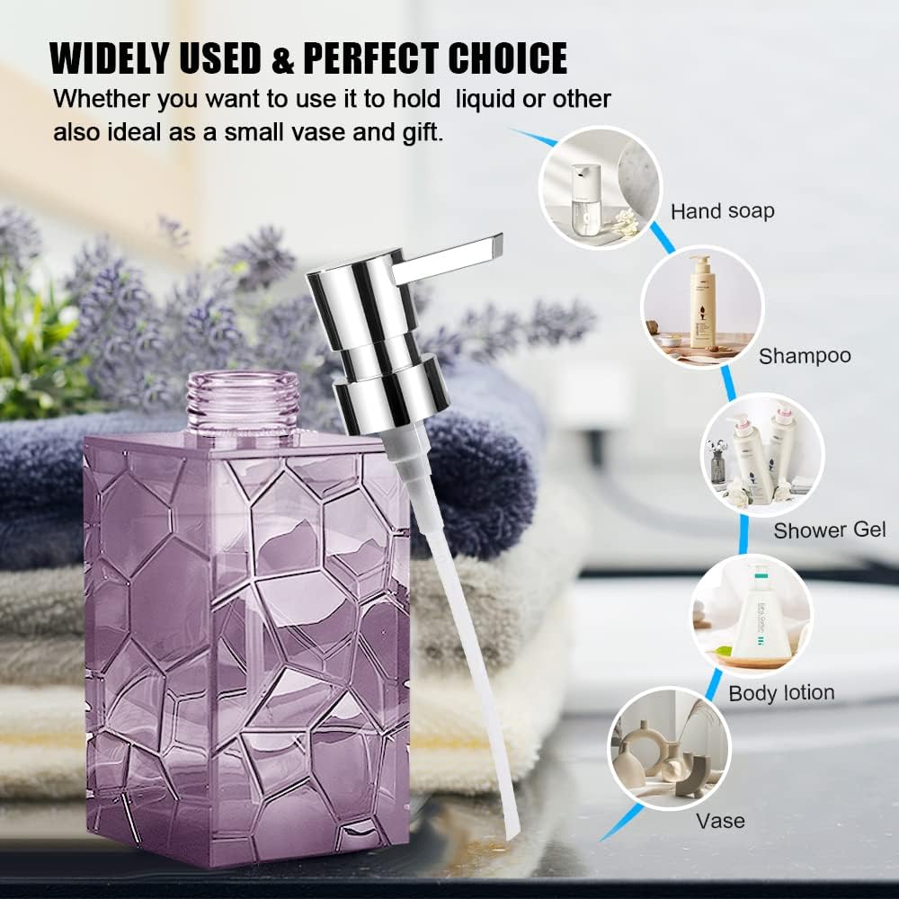 2 Stück Seifenspender, 340 ml, Acryl, Flüssiglotion, Handspender mit Pumpe, wiederverwendbar für Bad