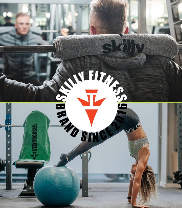 skilly Fitness Handtuch aus Baumwolle, 120x50cm mit Antirutsch-Funktion für das Training an Fitnessg