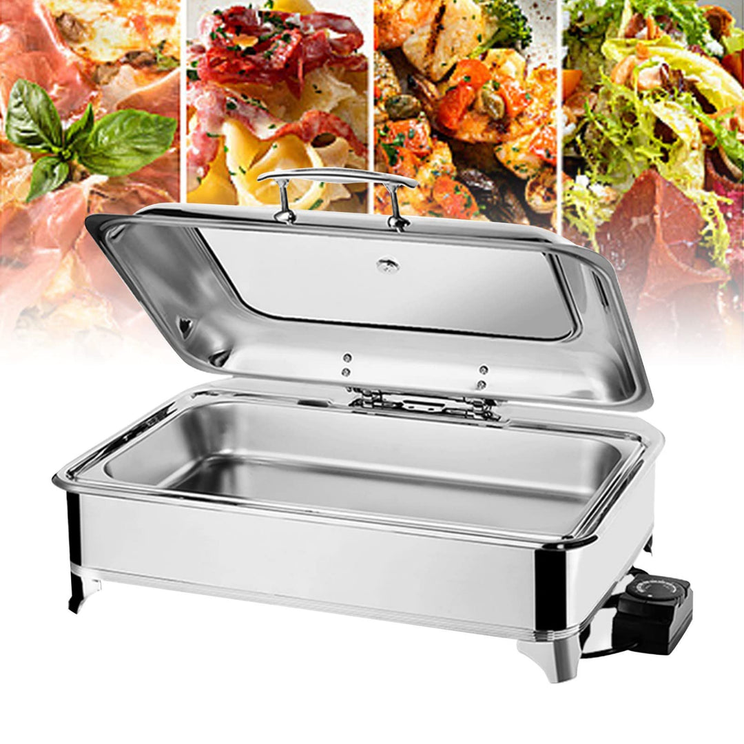 9L Speisenwärmer Chafing Dish, Chafing Dish Elektrisch mit Sichtbarem Glasdeckel, Wärmebehälter Spei