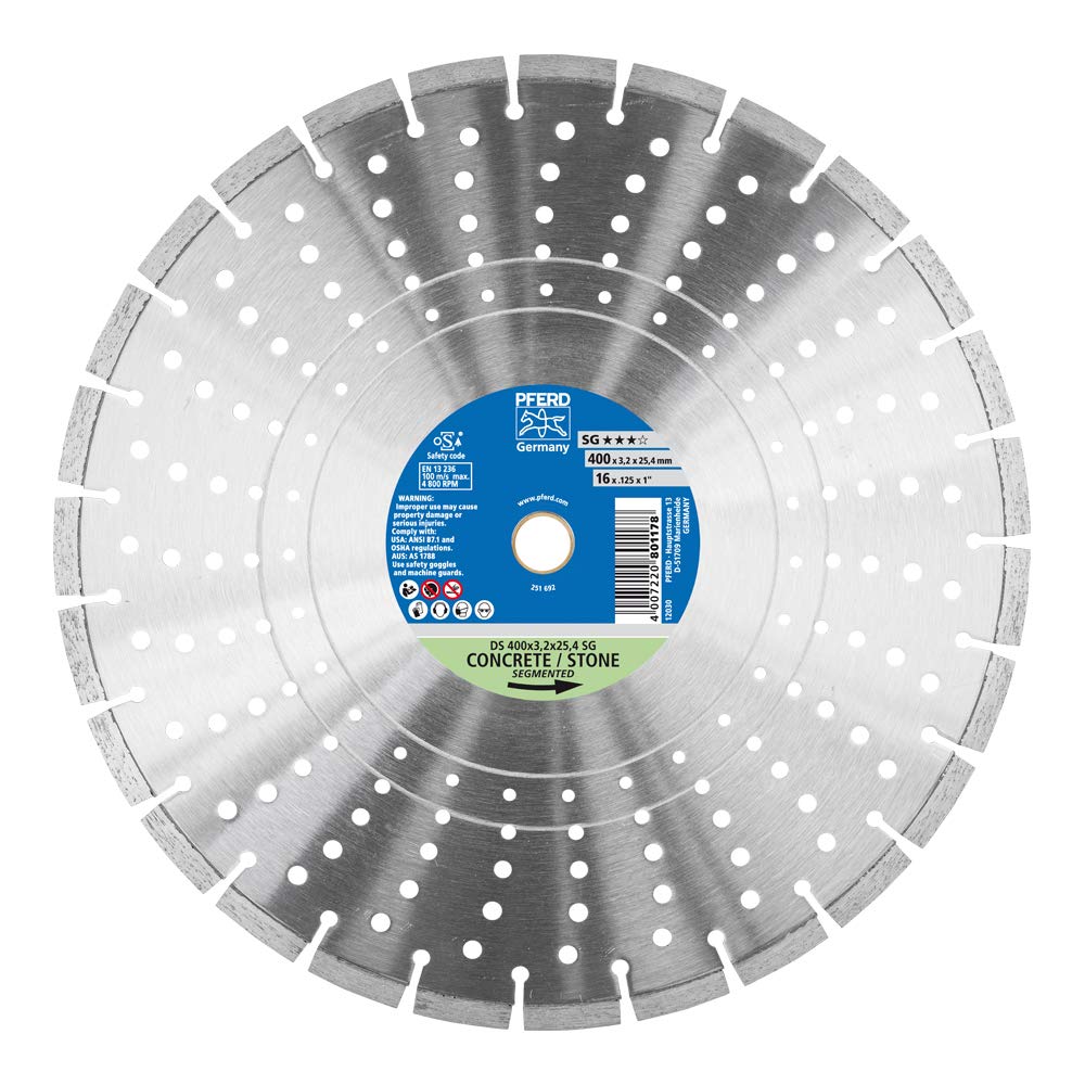 PFERD Diamant-Trennscheibe SG | 400 x 3,2 x 25,4 mm inkl. Reduzierring 22,23 mm | 68000049 – Segment