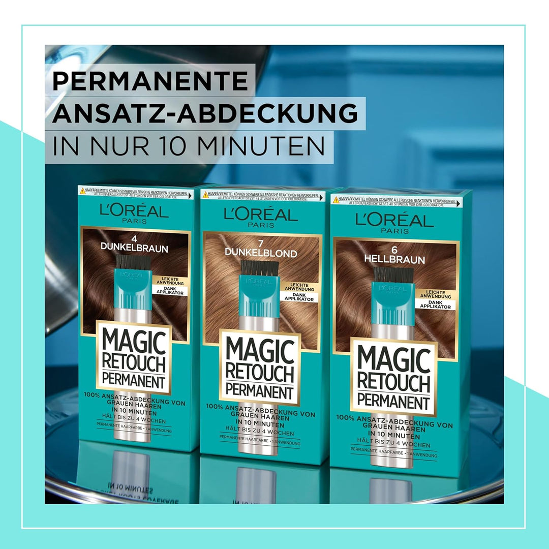 L'Oréal Paris Ansatz-Abdeckung zum Kaschieren grauer Haare, Langanhaltender Haar Concealer, Magic Re