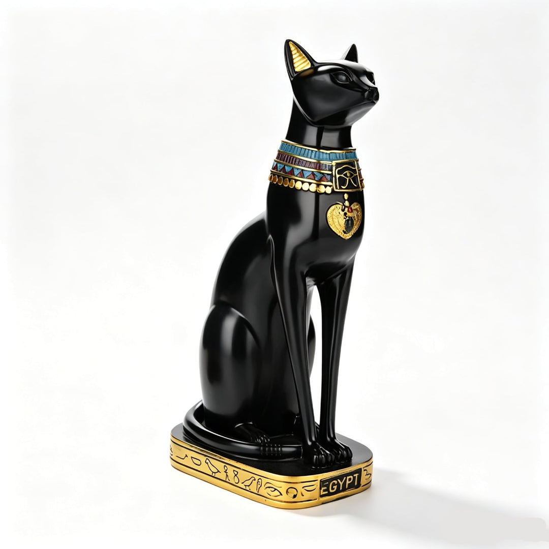 Cyrank Ägyptische Katzengöttin, Bastet Katze Sammlerstück Katzengöttin Statue mit Harz Ägyptische Ka