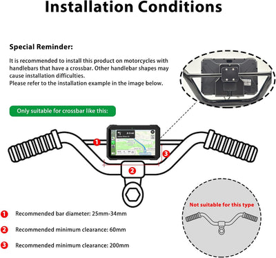 Sunweyer Motorrad Carplay und Android Auto Tragbare Drahtlose GPS Navigation 7 Zoll IPX7 Wasserdicht