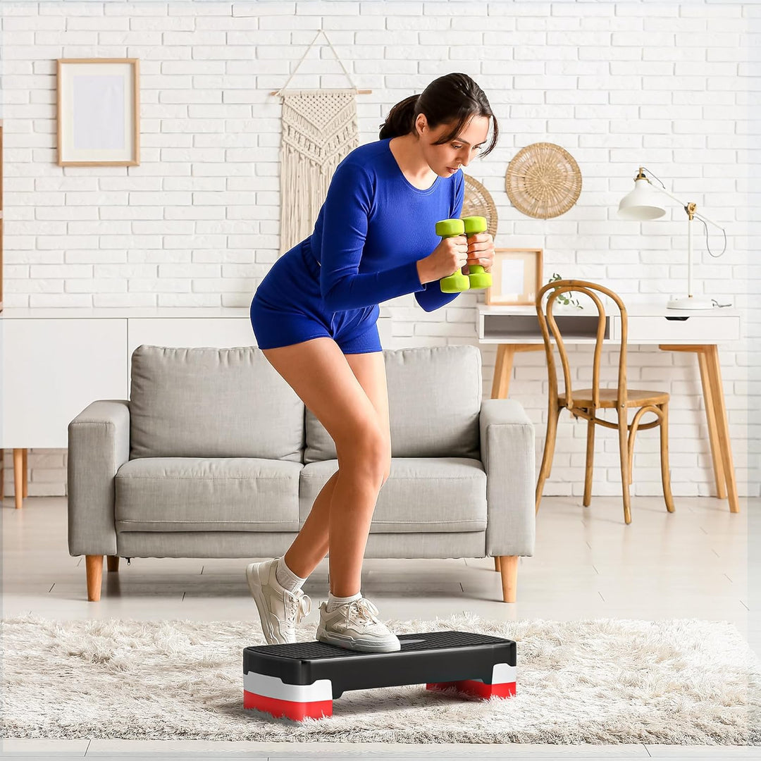 HOMCOM Steppbrett Aerobic Fitness Heimtrainer Stepper 2-stufig höhenverstellbar(10/15 cm) geeignet f