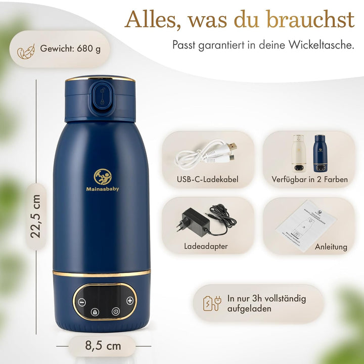 Tragbarer Flaschenwärmer für Babyflaschen – Baby Bottle Warmer mit Akku für unterwegs – präzise Temp