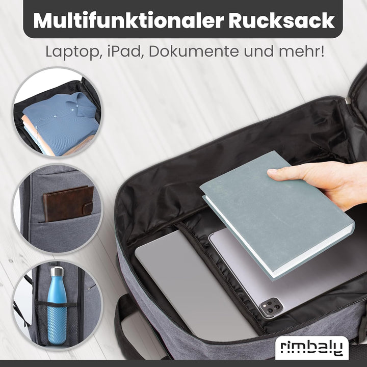 Laptop Rucksack - wasserabweisend & Stossfest - USB-Anschluss, erweiterbar, Anthrazit - Ideal für Bu