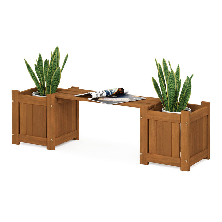 Furinno Tioman Hardwood Planter Box Mini-Pflanzgefäss aus Hartholz, Meranti-Holz, Natur, 1-Pack 1-Pa