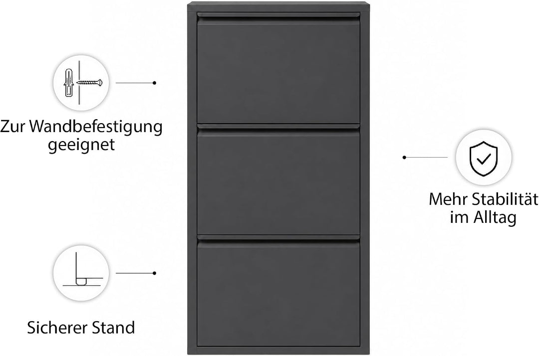 Klapp-Schubladen-Schuhschrank, Aufbewahrungs-Organizer, freistehendes Schuhregal, Wandmontage, Keine