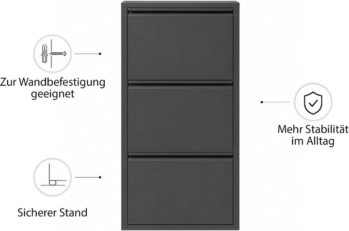 Klapp-Schubladen-Schuhschrank, Aufbewahrungs-Organizer, freistehendes Schuhregal, Wandmontage, Keine