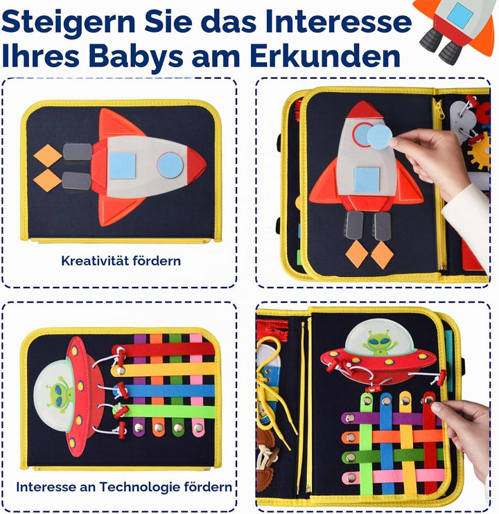 Montessori Busy Board ab 1 Jahr, 4-Schichten Activity Board für Kleinkinder Baby ab 1 2 3 4 Jahre mi