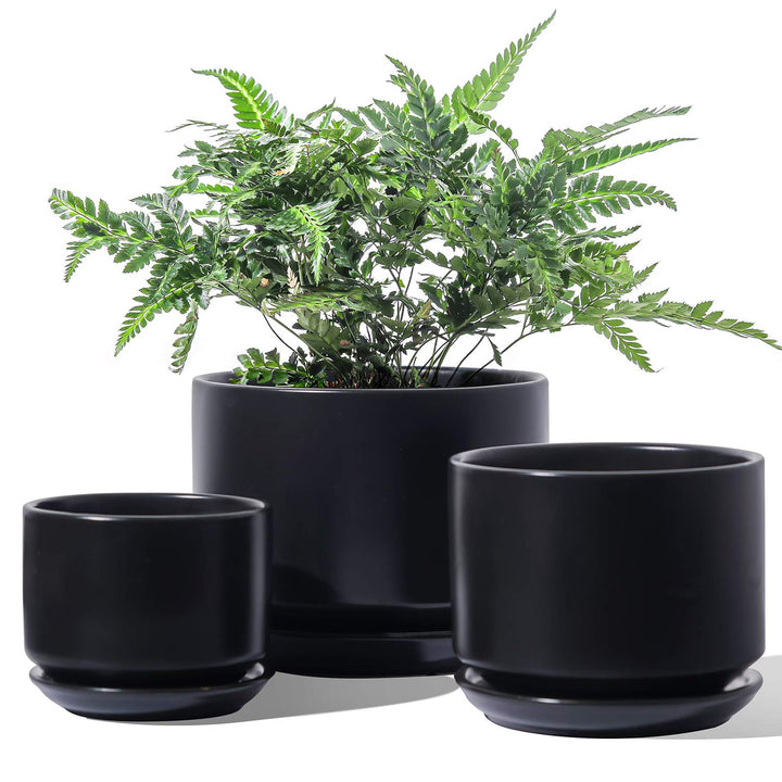 LE TAUCI 3er Pack Keramik Blumentöpfe, 11+13+17 cm Durchmesser Klein Übertöpfe Set, Blumentopf für Z