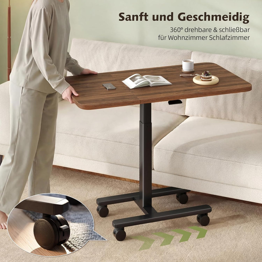 100cm Höhenverstellbarer Beistelltisch Grosser Platte, Rollen mit Feststellbremsen, Gasdruckfeder, s