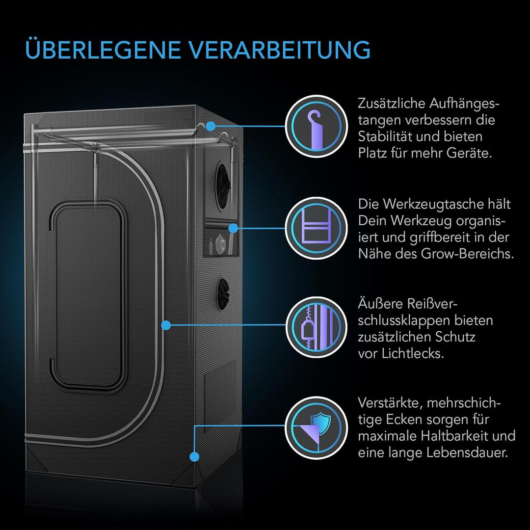 AC Infinity CLOUDLAB 422 Advance Wachstumszelt, 61 x 61 x 121,9 cm, dickste 2,5 cm Stangen, höchste