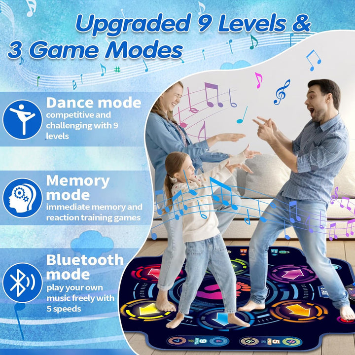 Bluetooth Tanzmatte Kinder Spielzeug für Kinder ab 3-12 Jahre mädchen, Musikmatte mit 6 Tasten, 9 Sc