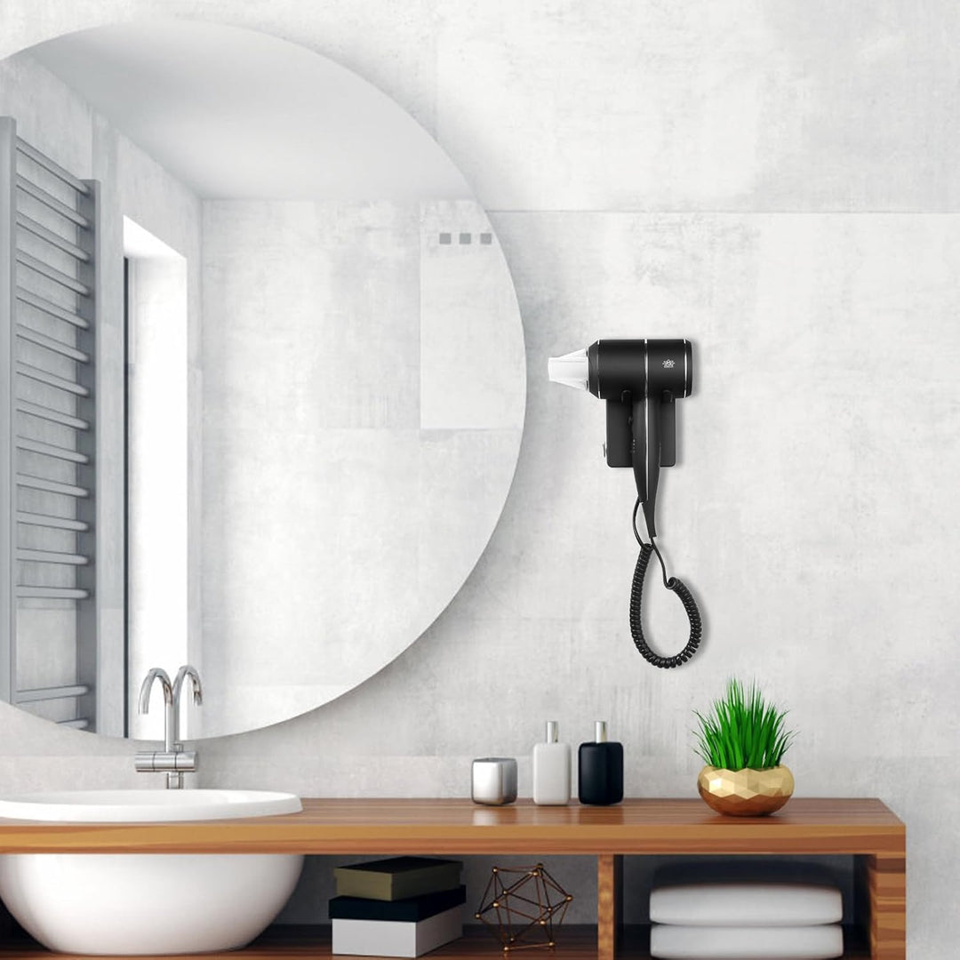QL Haartrockner Ionen mit Wandhalterung und USB-Steckdose,Föhn mit ThermoProtect Technologie 2000wat