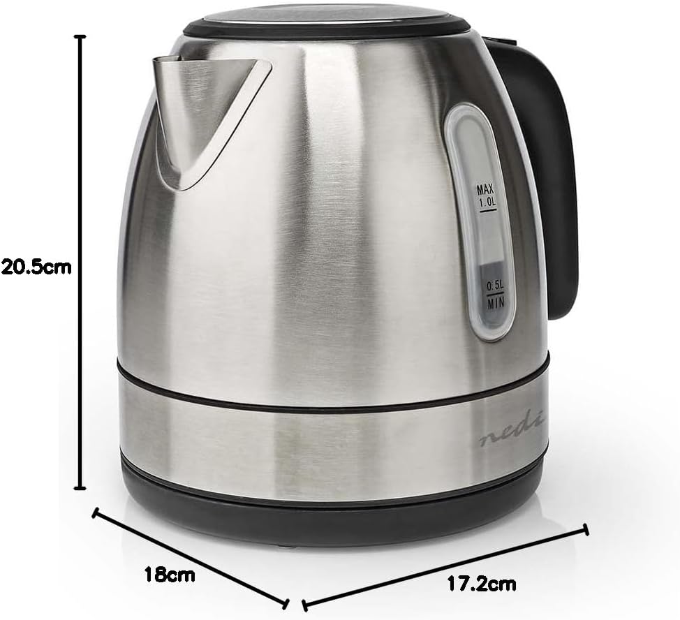 Wasserkocher - 1.0 l - Edelstahl - Aluminium - Um 360 Grad drehbar - Verdecktes Heizelement - Strix