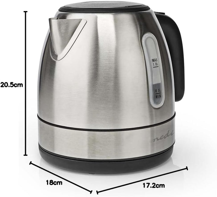 Wasserkocher - 1.0 l - Edelstahl - Aluminium - Um 360 Grad drehbar - Verdecktes Heizelement - Strix