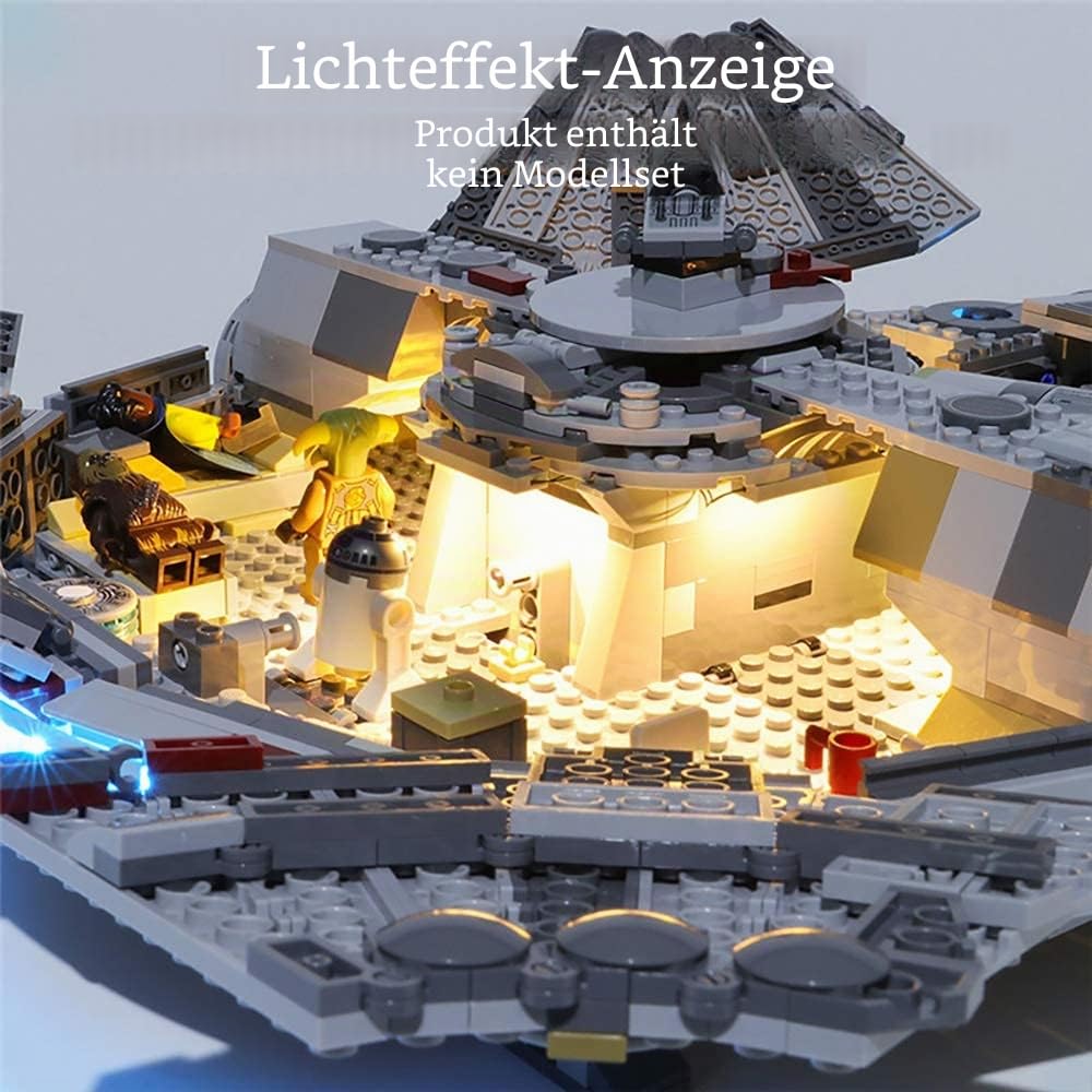 GEAMENT LED-Licht-Set für 2019 Star Wars Millennium Falcon Kompatibel mit Lego 75257 Raumschiff Mode
