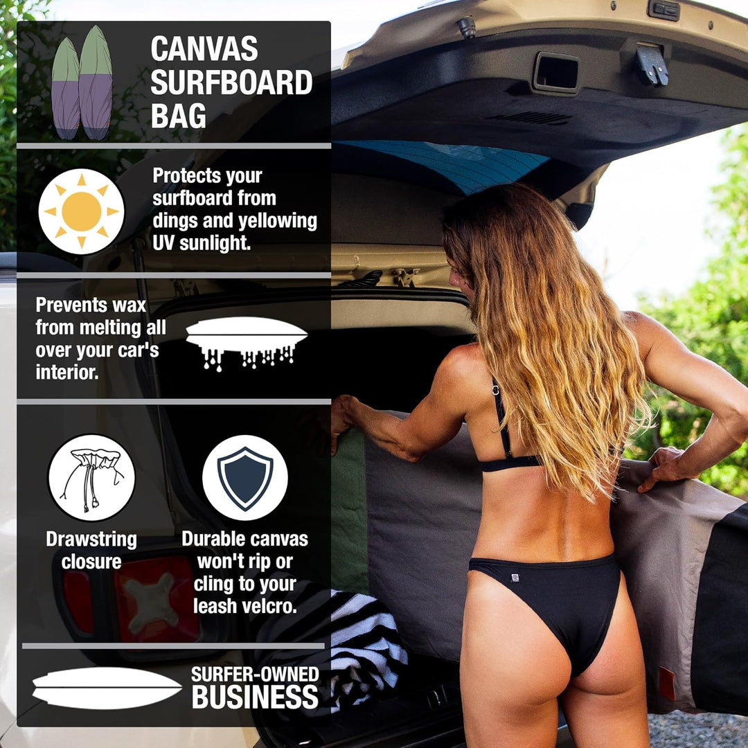 Ho Stevie! Canvas Surfboard Tasche Cover [Grösse und Farbe wählen] Schwarz/Grau/Grün 6'0", Schwarz/G