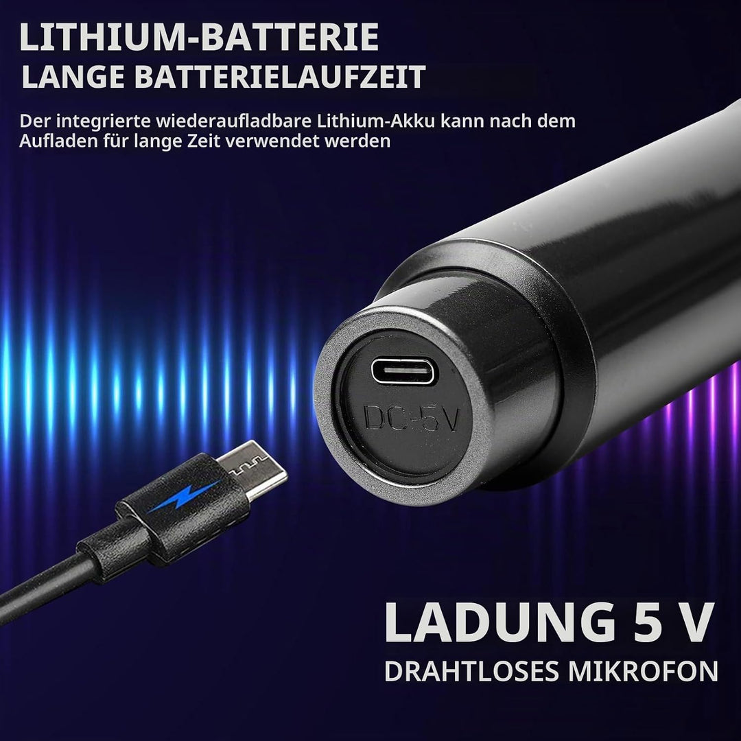Mikrofon Kabellos,2 Stück Kabelloses Mikrofon Mit Wiederaufladbarem Empfänger,Wireless Microphone Se