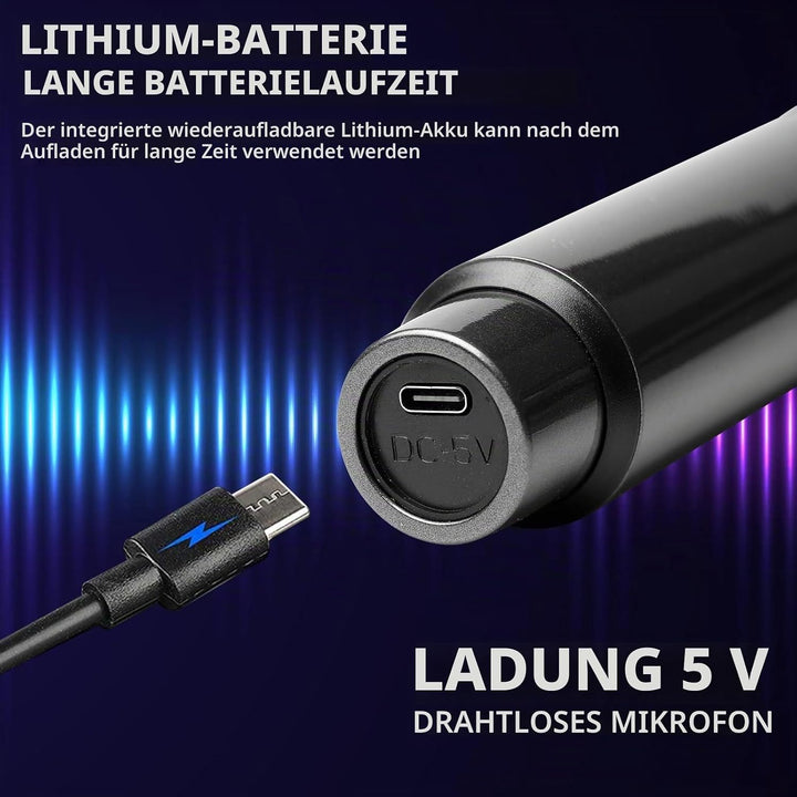 Mikrofon Kabellos,2 Stück Kabelloses Mikrofon Mit Wiederaufladbarem Empfänger,Wireless Microphone Se