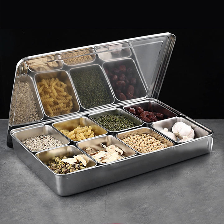 Gewürzbox, Gewürzbox aus Aluminiumlegierung Mit 8 Gittern, Gewürzbehälter, Gewürzglas, Küchenutensil