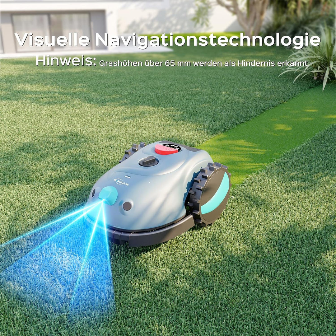 V100 Mähroboter ohne Begrenzungskabel, mit Vision-Navigation, Hindernisvermeidung(150 Arten), 4,0 Ah